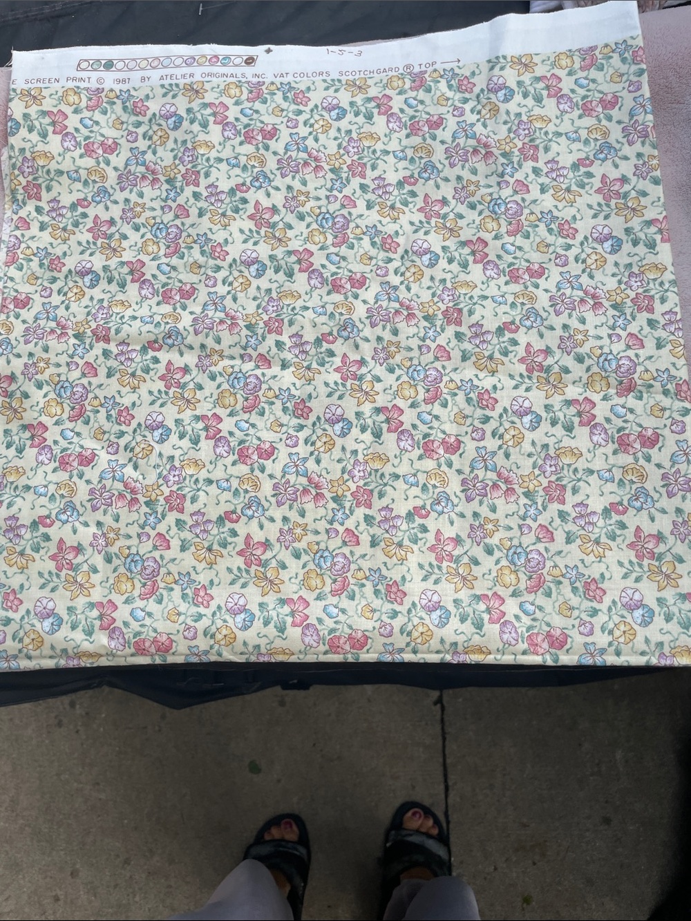 Vintage 1987 Atelier Originals Floral Cottagecore Craft Fabric 34”x34”